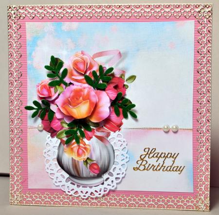 Pink Rose Romance 8x8inch Step by Step by Kristina Norbat