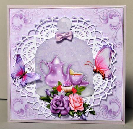 Time for Tea with Roses and Butterflies in Lilac by Kristina Norbat