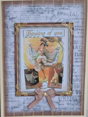 Vintage Can Can Dancers Quick Card Front with Decoupage 1 by Kristina Norbat