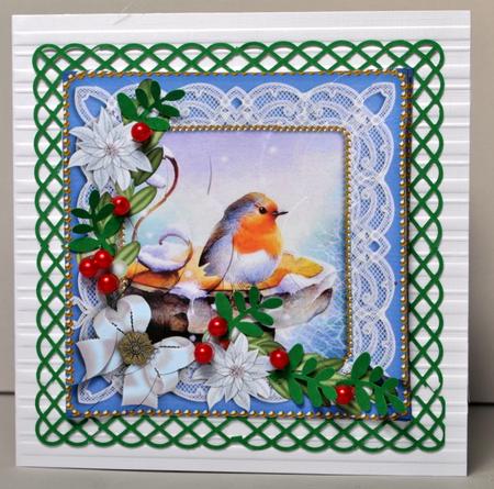 Blue Robin Poinsettia 5in Scalloped Side Stacker by Kristina Norbat