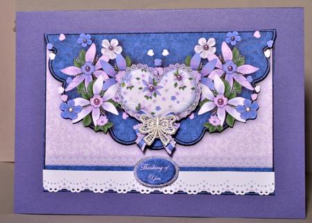 Hearts and Flowers in Lilac and Blue Envelope Card with Dec by Kristina Norbat