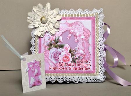 Stationery Gift Set - Pink Roses and Butterflies Bumper Kit by Kristina Norbat