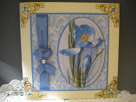 Blue Iris Card Front and Pyramid by Kristina Norbat