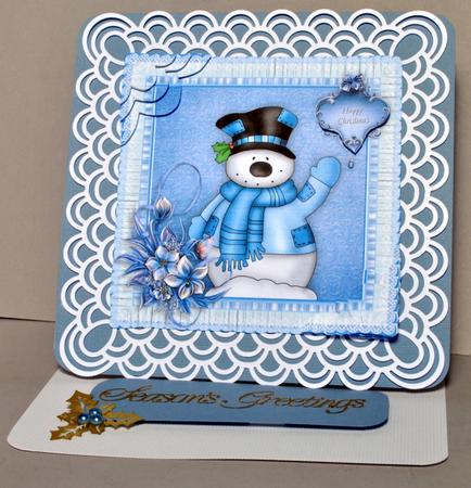 Snowman and Winter Flowers Duo Corner Stacker by Kristina Norbat