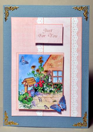 Victorian Cottage with Cat and Butterflies with Sentiments by Kristina Norbat