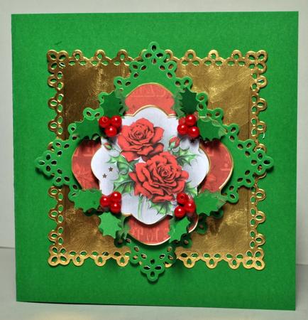 Christmas Roses Holly Fancy 3D Decoupage Topper by Kristina Norbat