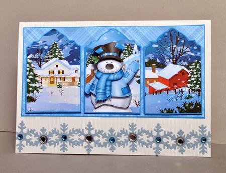 Welcome to Snowman's Winter Village Triptych by Kristina Norbat