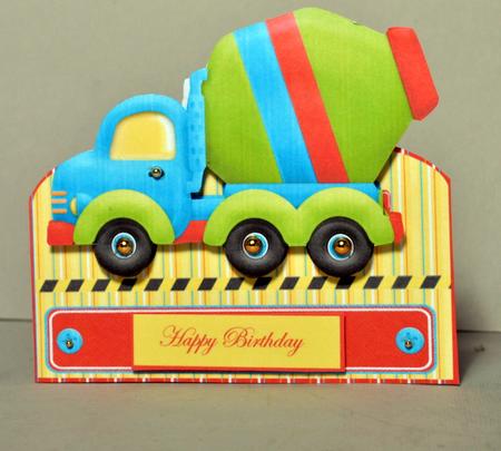 Cement Mixer Truck Shaped Card and Topper by Kristina Norbat
