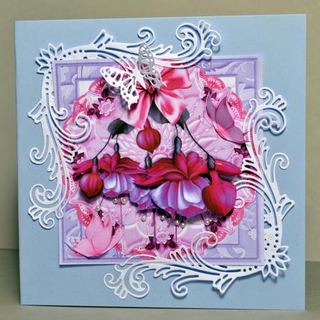 Fushia on a Satin Doily Card Topper by Kristina Norbat