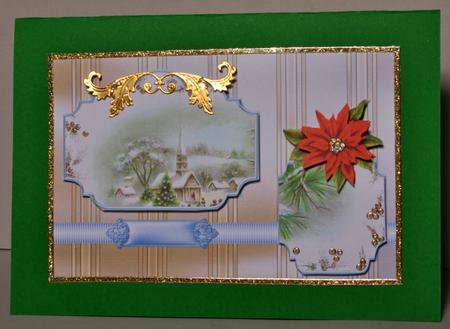 Vintage Church and Poinsettias Panel Card by Kristina Norbat
