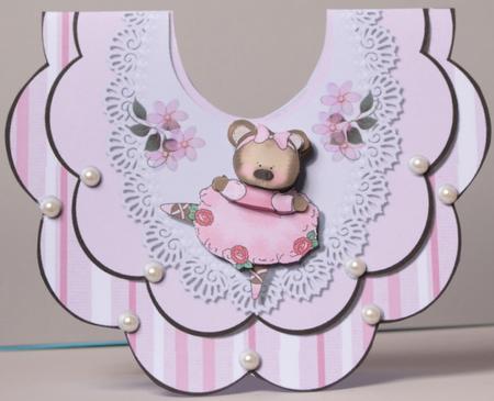 Ballerina Bear Bib-shaped Card by Kristina Norbat