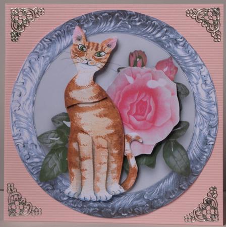 Pretty Feline with Roses and Silver Frame for Someone Specia by Kristina Norbat