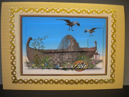 Fishermans Boat Card Front with Pyramage by Kristina Norbat