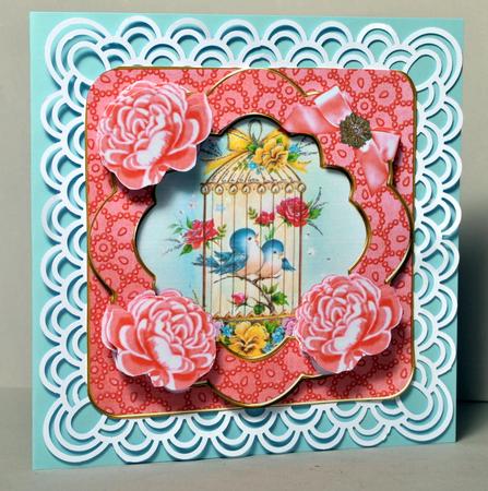 Lovebirds Pink Roses Picture 8in Decoupage Cf Kit by Kristina Norbat