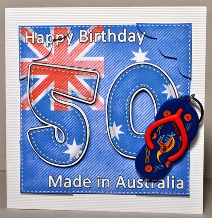 8 x 8 Flying the Flag Aus 50th Birthday Scalloped Topper by Kristina Norbat