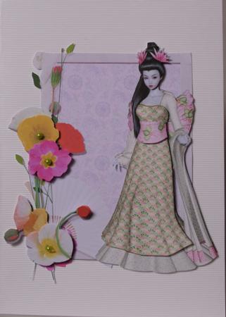 Oriental Beauty Flower Framed Decoupage by Kristina Norbat