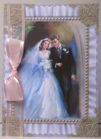 Wedding Couple Ruffles 2 Spiral 7x5inch Folded Card by Kristina Norbat