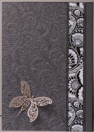 Charcoal Embossed Paisley with Border Backing Paper by Kristina Norbat