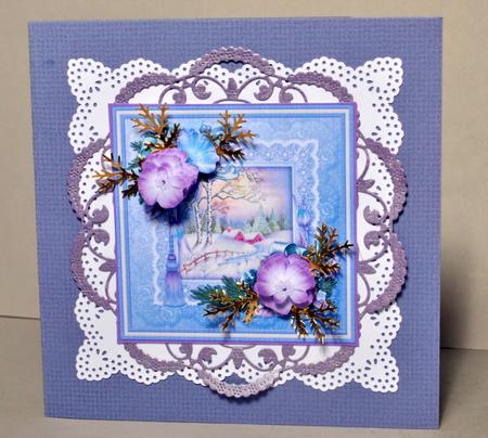 Christmas Roses Frame & Winter Village Quick Card by Kristina Norbat