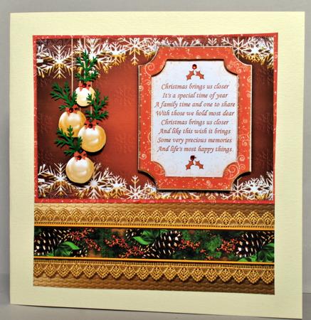 Elegant Christmas Baubles & Verse Red Gold by Kristina Norbat
