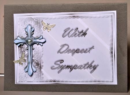 Deepest Sympathy Cross Card Front with Decoupage by Kristina Norbat