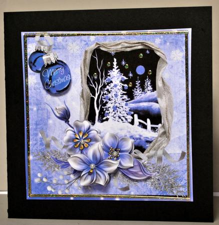 Winter Flowers & Night Christmas Tree 8x8inch by Kristina Norbat