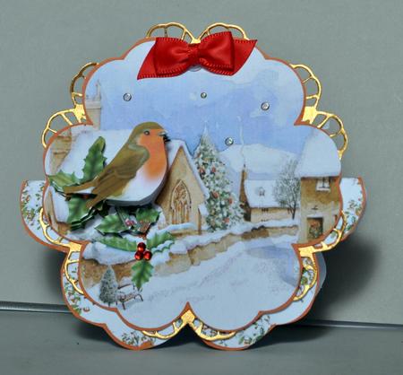 Christmas Robin Petal Stand Card by Kristina Norbat