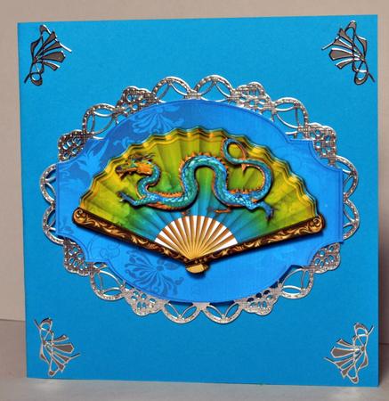 Chinese Dragon & Fan Shaped Topper - Blue by Kristina Norbat