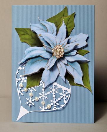 Poinsettia Decoupage Sheet Light Blue by Kristina Norbat