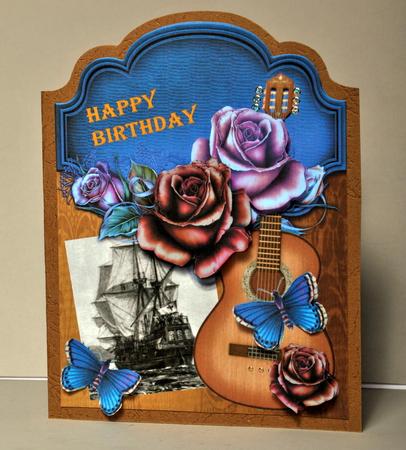 Male Card Music and Roses Over the Top by Kristina Norbat