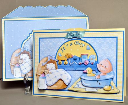 New Baby Boy in a Spin Card Kit & Decoupage by Kristina Norbat