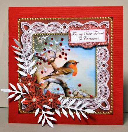 Red Robin Best Friend at Christmas 8in Sentiment Topper by Kristina Norbat