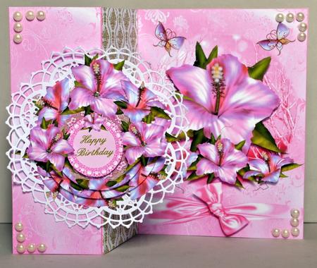 Pink Hibiscus Cut and Fold No Holes Mini Kit by Kristina Norbat