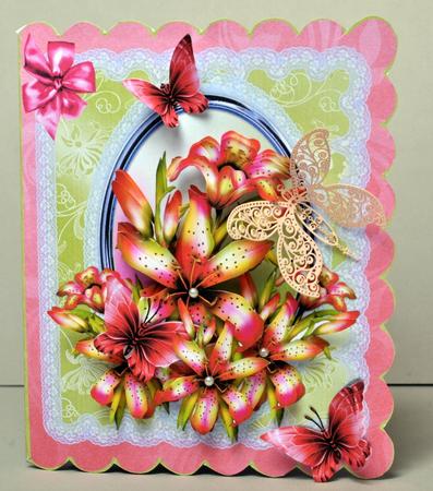 Pink Lilly Scalloped Card Mini Kit by Kristina Norbat