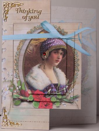 Vintage Deco Lady Fold Back Card by Kristina Norbat
