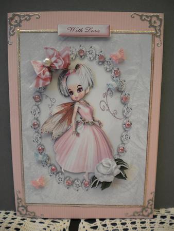 Cute Little Faerie in Pink in Pretty Diamond Frame by Kristina Norbat