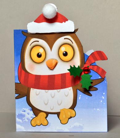 Tweeto Owl's Christmas Shaped Card by Kristina Norbat