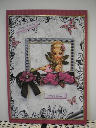 Pretty Little Fairy Laying on Roses A4 Topper by Kristina Norbat