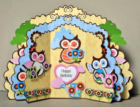 Triple Layer Gatefold - Gardening Owls by Kristina Norbat