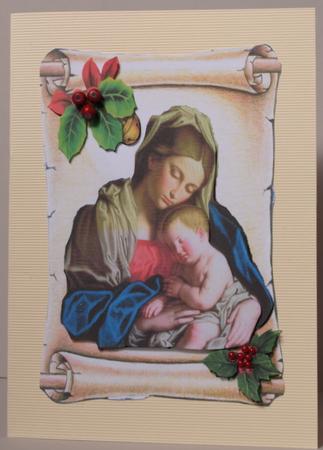 Beautiful Image of Mary & Baby Jesus on a Scroll by Kristina Norbat