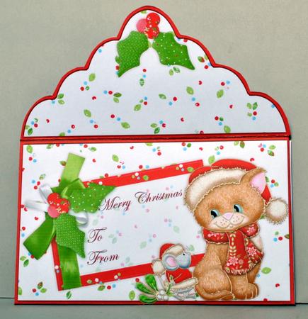 Christmas Money Wallet Envelope Mistletoe Cat & Mouse by Kristina Norbat