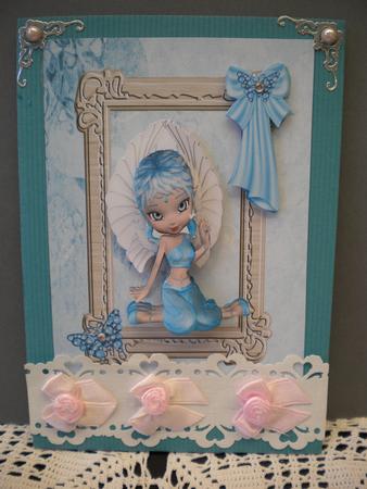 Cute Little Fairy in Pretty Blue with Diamond Butterflies by Kristina Norbat