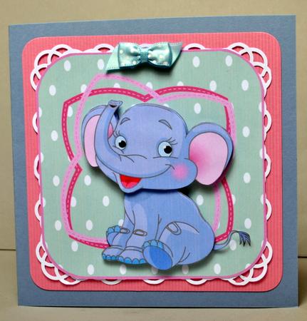 Blue Elephant Card Front by Kristina Norbat