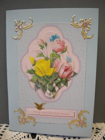 Roses & Pearls Card Front with Shaped Stacker by Kristina Norbat