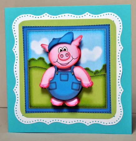Ziggy Piggy Quick Card N 3D Decoupage by Kristina Norbat