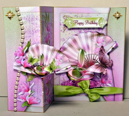Magnolia Fan and Perfume No Holes Fold Card by Kristina Norbat