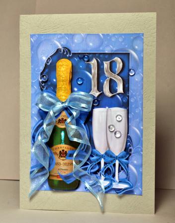 18th Birthday Champagne & Bubbles + Blue Bow by Kristina Norbat