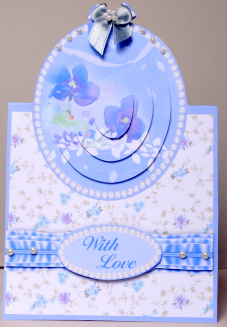Purple Pansies and Pearls - Vertical Foldback Card by Kristina Norbat