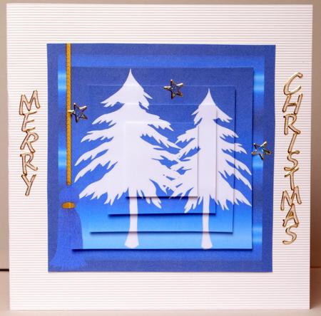Fir Trees on Blue with Tassel by Kristina Norbat