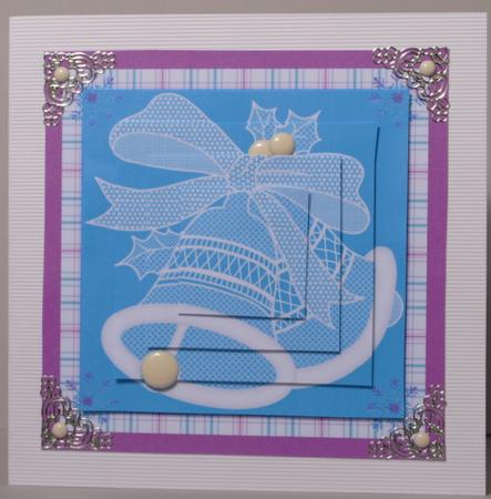 Lace Christmas Bells on Blue by Kristina Norbat